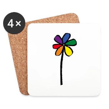 Pride Flower - Blume LGBT - Untersetzer (4er-Set) - Weiß - Vorne