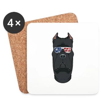 Cane Corso USA Sunglasses I American Flag Cane - Coasters (set of 4) - white - Front