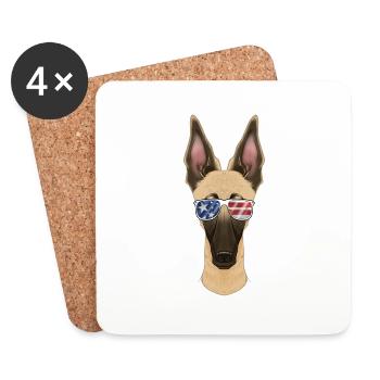 Malinois USA Sunglasses I American Flag Malinois - Coasters (set of 4) - white - Front