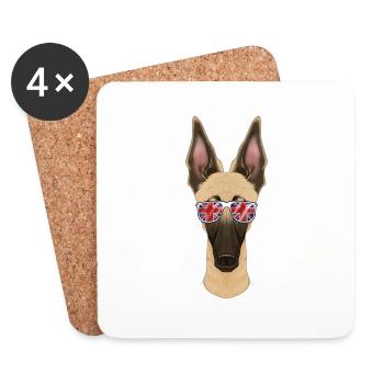 Malinois UK Sunglasses I English Flag I Union Jack - Coasters (set of 4) - white - Front