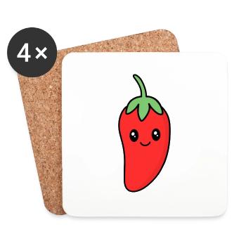 Piment - Dessous de verre (lot de 4) - blanc - Devant