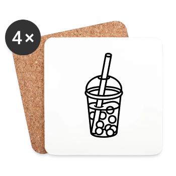 Comic Bubble Tea Design - Coasters (set of 4) - white - Front