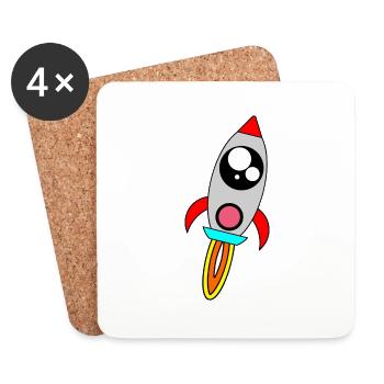 Kawaii - ROCKET - Untersetzer (4er-Set) - Weiß - Vorne
