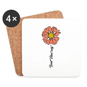 Flower Good Vibes - Coasters (set of 4) - white - Front