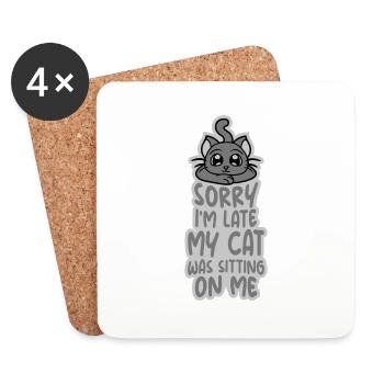 sorry cat was sitting - Coasters (set of 4) - white - Front