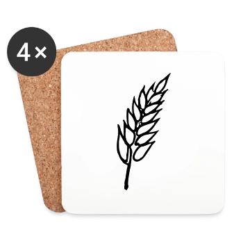 Weizen Illustration Brotbäcker Geschenkidee - Untersetzer (4er-Set) - Weiß - Vorne