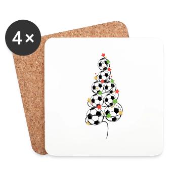 Christmas football Christmas tree funny xmas - Coasters (set of 4) - white - Front