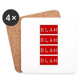 BLA BLA BLA BLA. Fun / Nouveau / Tendance / FÊTE - Dessous de verre (lot de 4) - blanc - Devant