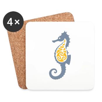 Hippocampe tribal - Dessous de verre (lot de 4) - blanc - Devant