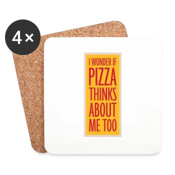pizza thinks about me - Untersetzer (4er-Set) - Weiß - Vorne