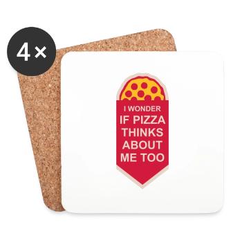 pizza thinks about me - Untersetzer (4er-Set) - Weiß - Vorne