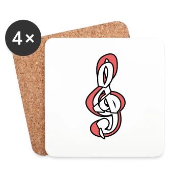 Musik akustik Frontmann Notenschlüssel Band - Untersetzer (4er-Set) - Weiß - Vorne