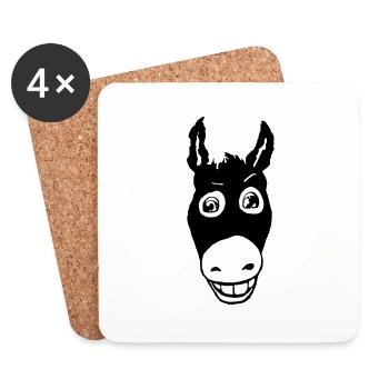 Smiling donkey black - Coasters (set of 4) - white - Front