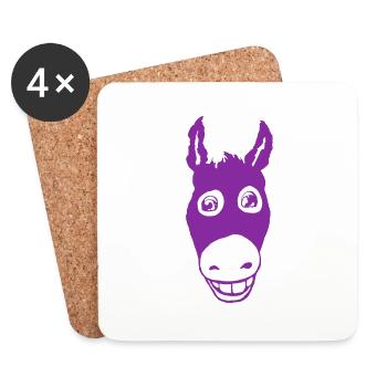 Smiling donkey purple - Coasters (set of 4) - white - Front