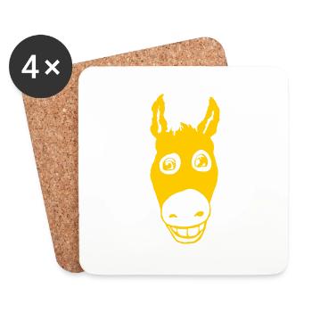 Smiling donkey yellow - Coasters (set of 4) - white - Front