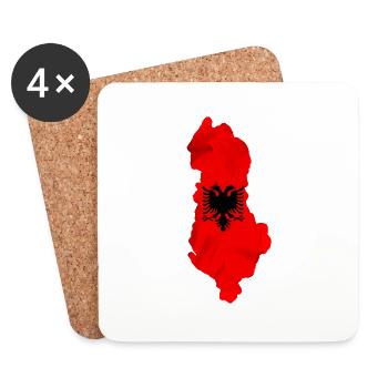 Albania flag in the shape of the country - Coasters (set of 4) - white - Front