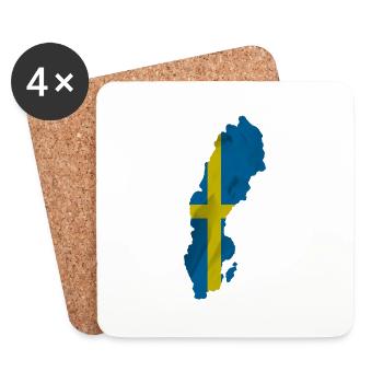 Sweden flag in the shape of the country - Coasters (set of 4) - white - Front