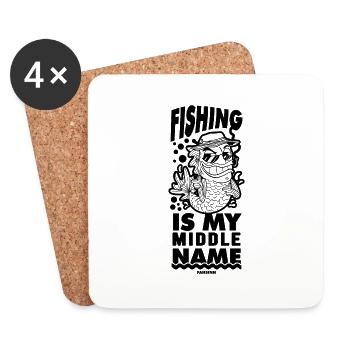 Angler Fisherman Fishing Fishing Rod Gift - Coasters (set of 4) - white - Front