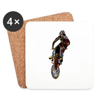 Motocross Racing T-Shirt Enduro T Shirt Supercross - Untersetzer (4er-Set) - Weiß - Vorne