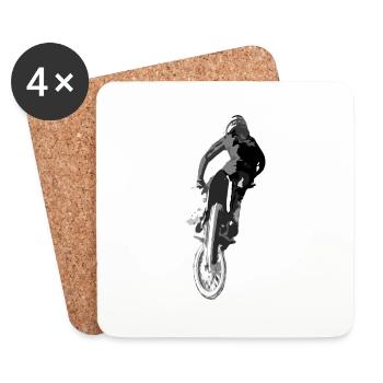 Motocross MX FMX BMX MTB MTB Race Racing Aufkleber - Untersetzer (4er-Set) - Weiß - Vorne