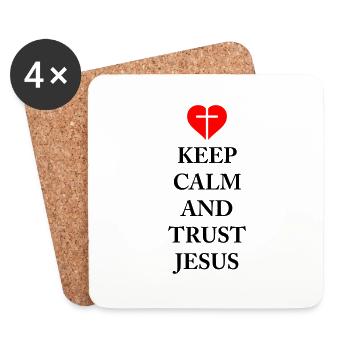 Keep Calm and trust Jesus - Coasters (set of 4) - white - Front