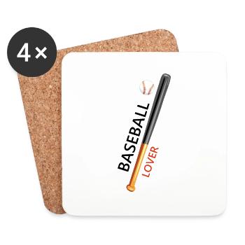 Amateur de baseball - Dessous de verre (lot de 4) - blanc - Devant