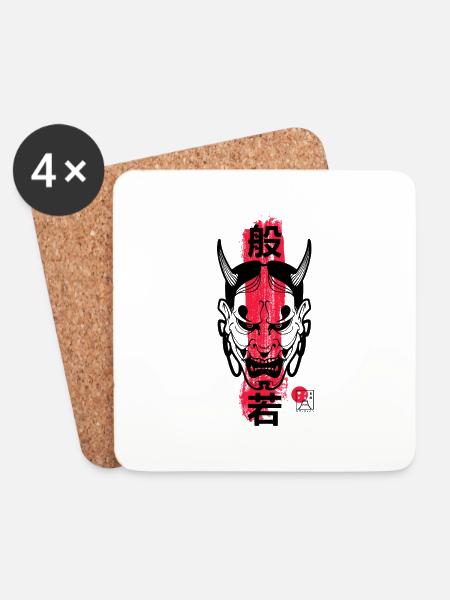 Hannya Maske - Untersetzer (4er-Set) - Weiß