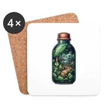 Jungle Bottle Drawing - Coasters (set of 4) - white - Front