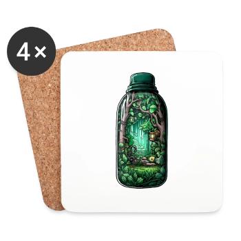 Jungle Bottle Drawing - Coasters (set of 4) - white - Front