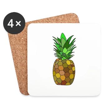 Geometrisches Ananas Design - Untersetzer (4er-Set) - Weiß - Vorne