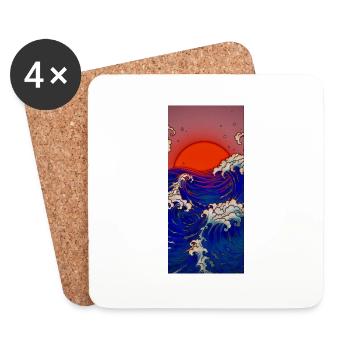 Vagues ensoleillées - Dessous de verre (lot de 4) - blanc - Devant