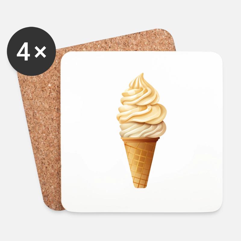 Eiscreme - Untersetzer (4er-Set) - Weiß