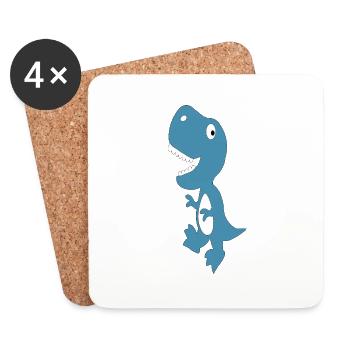 Dino Cute Blue - Coasters (set of 4) - white - Front