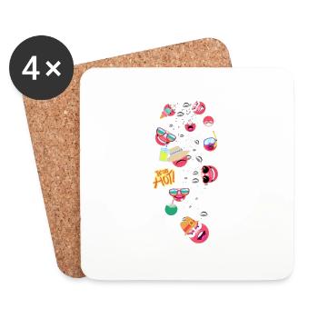 Summer, Smileys,Holiday,Party,Hot Summer - Coasters (set of 4) - white - Front