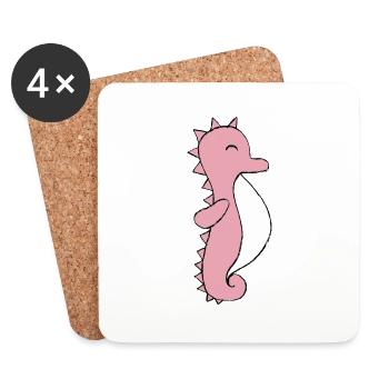 Hippocampe - Dessous de verre (lot de 4) - blanc - Devant