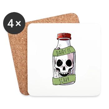Dairy Is Scary Lactose Intolerant Funny Vegan Fun - Coasters (set of 4) - white - Front