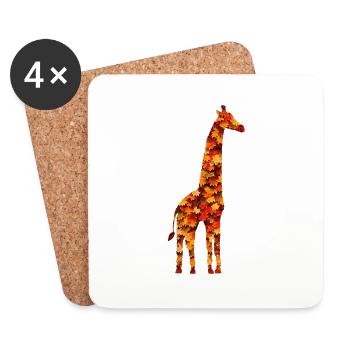Girafe d’automne - Dessous de verre (lot de 4) - blanc - Devant