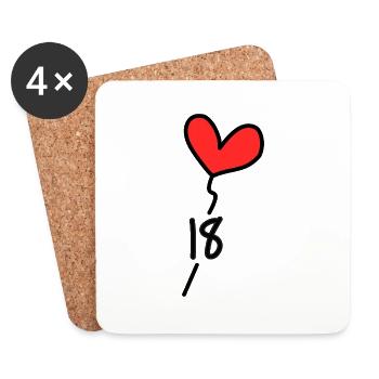 18. 18 YEARS OLD. 18th ANNIVERSARY. BIRTHDAY 18 YEARS. - Coasters (set of 4) - white - Front