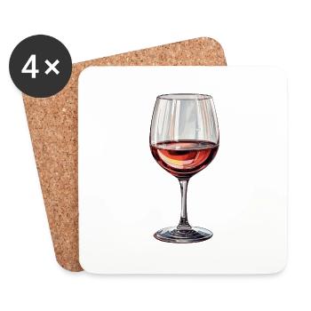 Wine Glass Red Wine - Coasters (set of 4) - white - Front