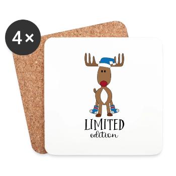 L’orignal Rudolph à Noël - Dessous de verre (lot de 4) - blanc - Devant