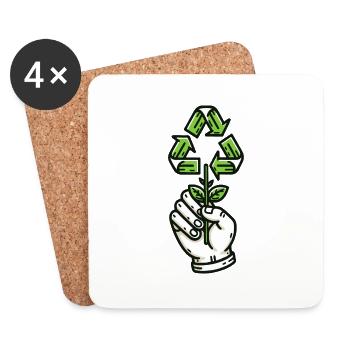 Blühendes Bewusstsein ♻️🌷 - Untersetzer (4er-Set) - Weiß - Vorne