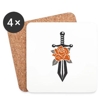 Logo de l’épée de fleur - Dessous de verre (lot de 4) - blanc - Devant