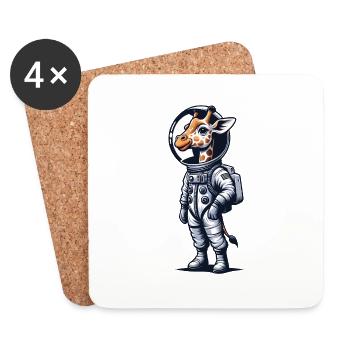 Cute Giraffe Astronaut - Coasters (set of 4) - white - Front