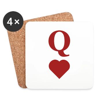 Partnerdesign "Queen of Hearts" Brust - Untersetzer (4er-Set) - Weiß - Vorne