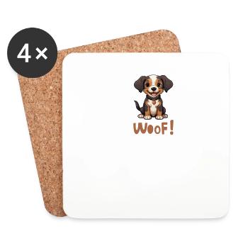 Chiots - Dessous de verre (lot de 4) - blanc - Devant
