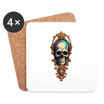 Skull / Totenkopf / Skelett / Gothic / Tattoo - Untersetzer (4er-Set) - Weiß - Vorne