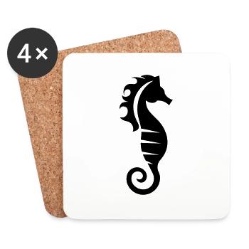 Hippocampe - Dessous de verre (lot de 4) - blanc - Devant