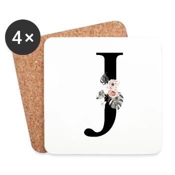 Tropical floral j-letter - Coasters (set of 4) - white - Front