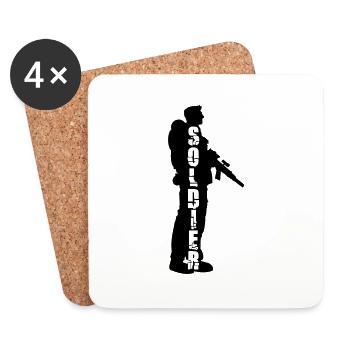 Soldat Silhouette Krieg General Freiheitskämpfer - Untersetzer (4er-Set) - Weiß - Vorne