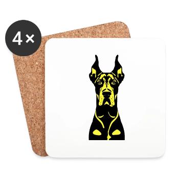 Great Dane Duo-Tone: Pawsome Tee Stencil Style Dog - Coasters (set of 4) - white - Front